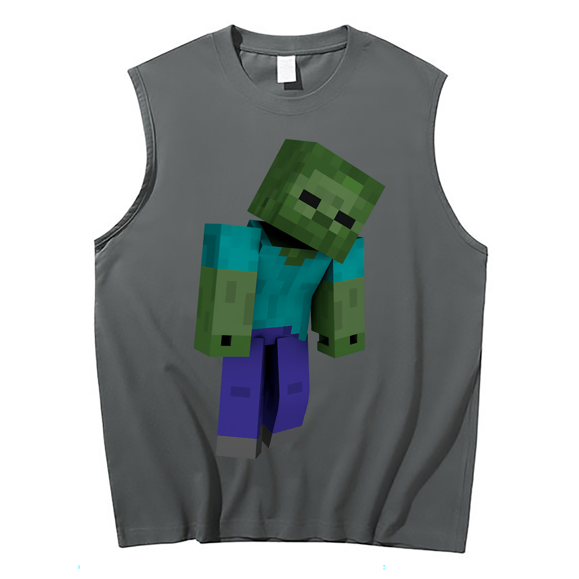 （画像用） マインクラフト ブロックの世界 Minecraft MC Block world コットン100％タンクトップ（フロントプリント）
